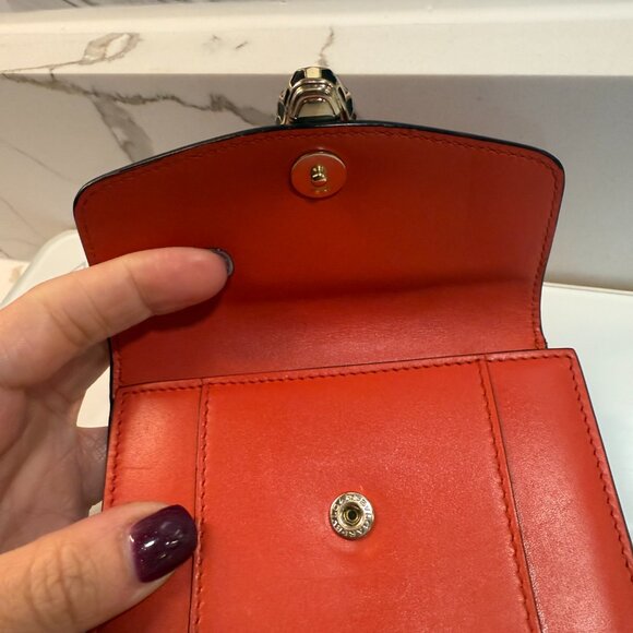 Bvlgari Serpenti Forever Tri-fold Wallet, Leather, Women's, Red - Picture 10 of 10